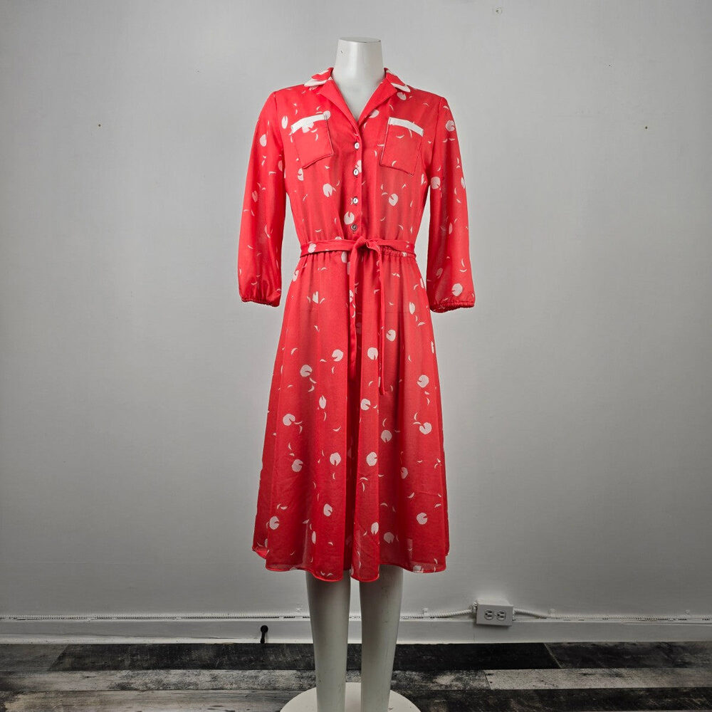 Vintage Leslie Belle Red Fit & Flare Dress Size M/L